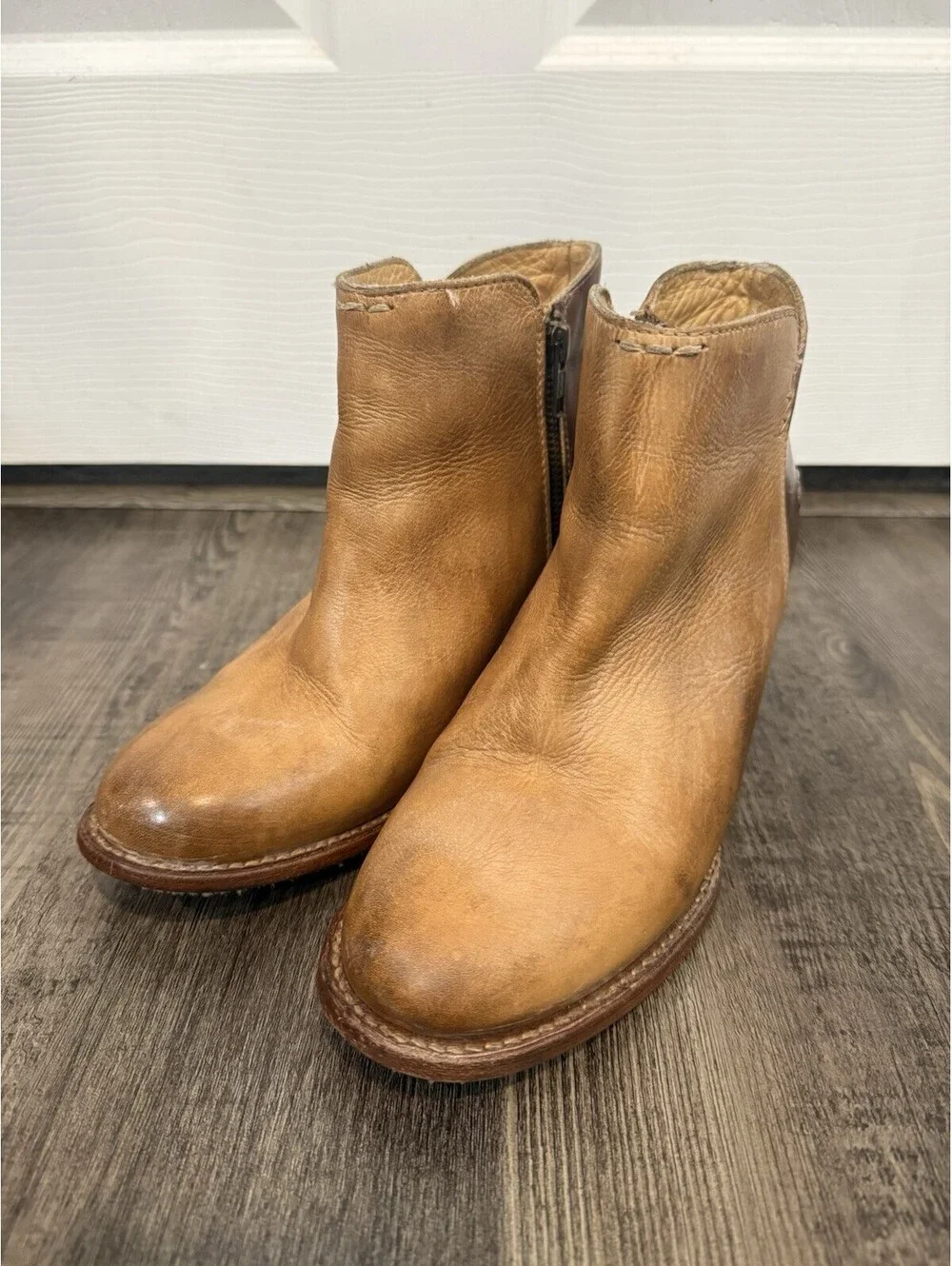 Bed Stu Yell Womens Two Tone Brown Leather Cobbler Made Ankle Boots Sz 8.5